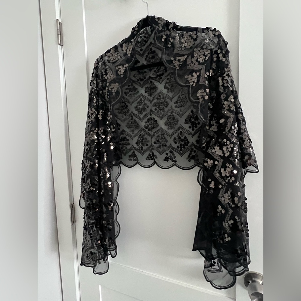 Joan Rivers Classic Collection Scarf/Wrap Accessory. OS. Black Sequins‎ Holiday - Picture 2 of 7